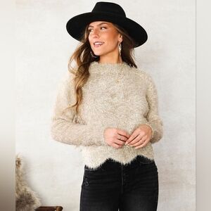 Metallic pullover sweater
